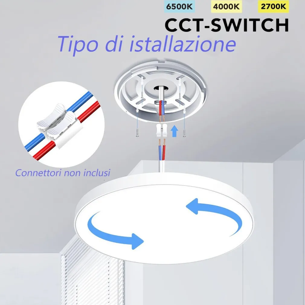 PLAFONIERA LED ULTRA SLIM 24W IP40 CON TECNOLOGIA CCT DA 6500K A 2700K CON SWITCH LV300-3C