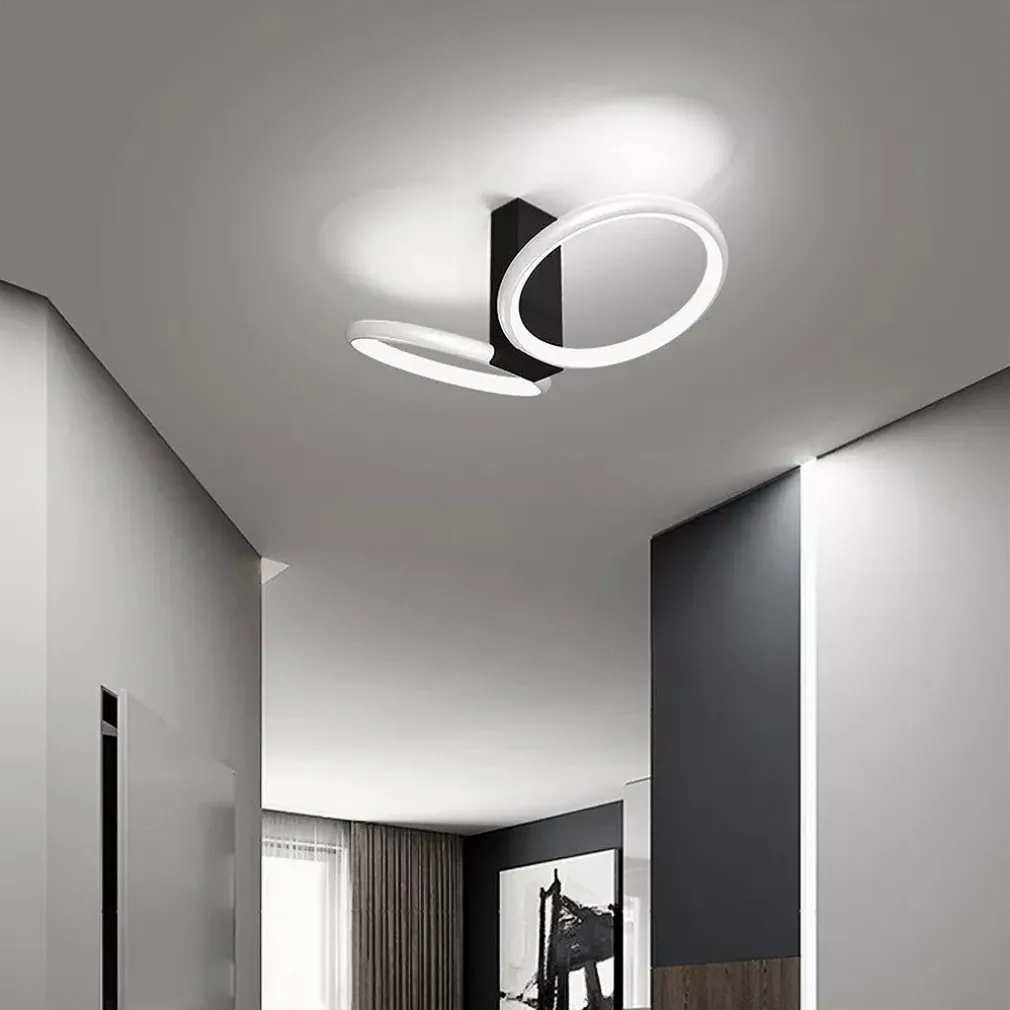 PLAFONIERA LED 22W 2 CERCHI BIANCO MODERNO LAMPADARIO SOFFITTO DOPPIO ANELLO 50537