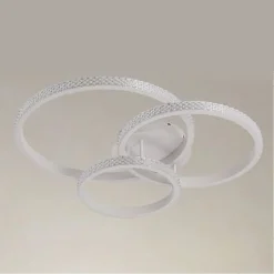 PLAFONIERA LED 72W 3 CERCHI EFFETTO CRISTALLO CON TELECOMANDO ANELLI BIANCO 31807