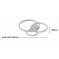 PLAFONIERA LED 72W 3 CERCHI EFFETTO CRISTALLO CON TELECOMANDO ANELLI BIANCO 31807