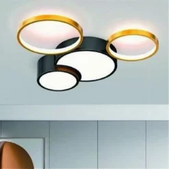 PLAFONIERA LED 36W 4 CERCHI ORO NERO LAMPADA DA SOFFITTO MODERNO LUCE 4000K 70951