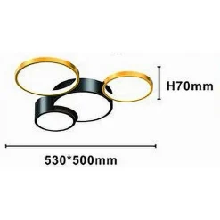 PLAFONIERA LED 36W 4 CERCHI ORO NERO LAMPADA DA SOFFITTO MODERNO LUCE 4000K 70951