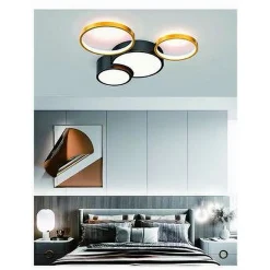 PLAFONIERA LED 36W 4 CERCHI ORO NERO LAMPADA DA SOFFITTO MODERNO LUCE 4000K 70951