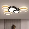 PLAFONIERA LED 48W 5 CERCHI ORO NERO LAMPADA DA SOFFITTO MODERNO LUCE 4000K 70999