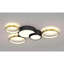 PLAFONIERA LED 48W 5 CERCHI ORO NERO LAMPADA DA SOFFITTO MODERNO LUCE 4000K 70999