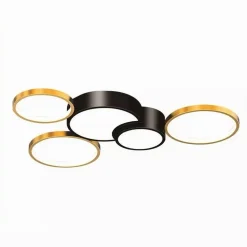 PLAFONIERA LED 48W 5 CERCHI ORO NERO LAMPADA DA SOFFITTO MODERNO LUCE 4000K 70999