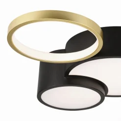 PLAFONIERA LED 36W 4 CERCHI ORO NERO LAMPADA DA SOFFITTO MODERNO LUCE 6500K 70968