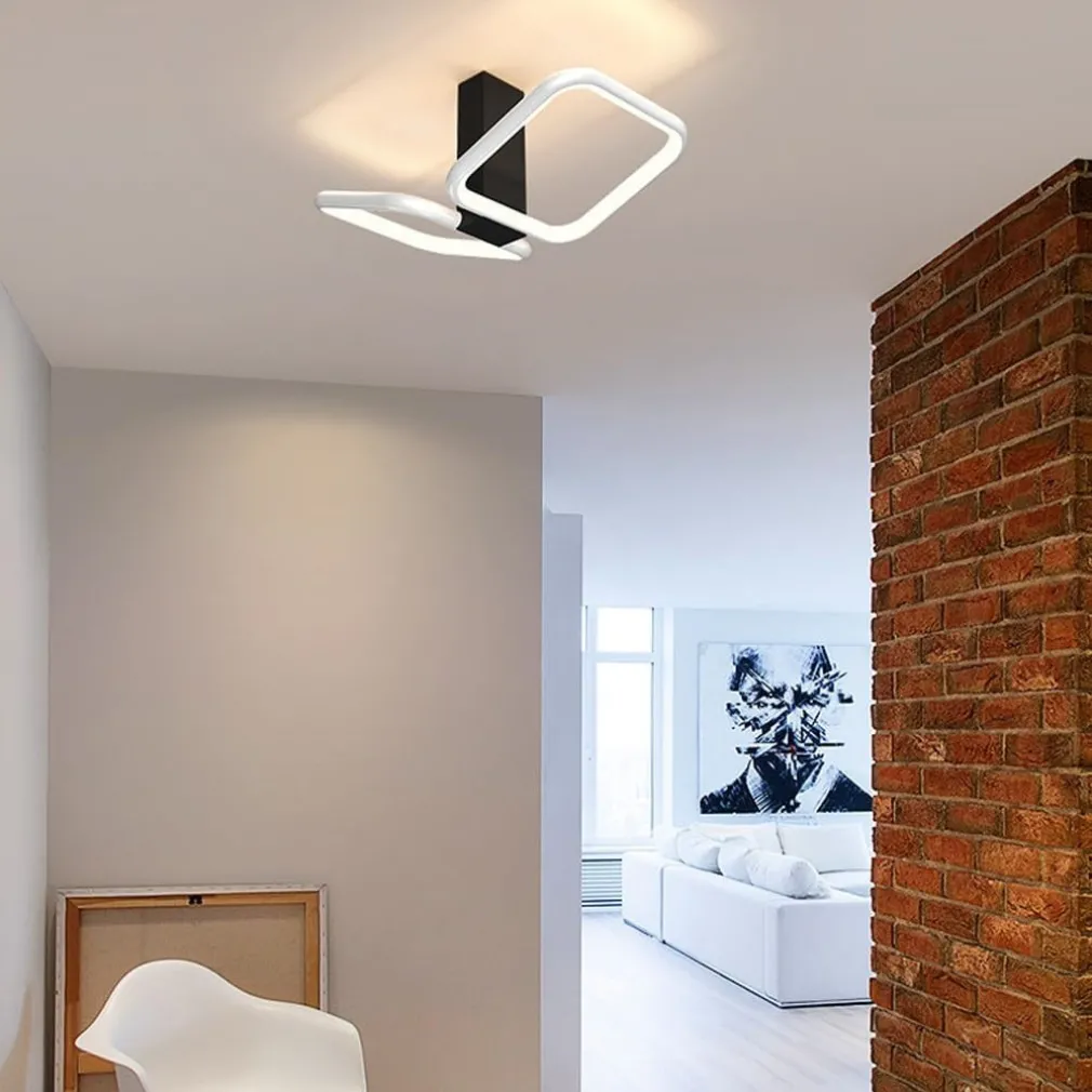 PLAFONIERA LED 20W 2 QUADRATI BIANCO DESIGN MODERNO LAMPADARIO DA SOFFITTO 50568