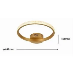 PLAFONIERA LED 24W CERCHIO EFFETTO CRISTALLO ORO LUCE FREDDA CALDA NATURALE 31739