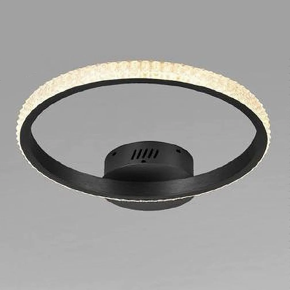 PLAFONIERA LED 24W CERCHIO EFFETTO CRISTALLO NERO LUCE FREDDA CALDA NATURALE 31722