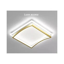 PLAFONIERA LED 48W QUADRATO BIANCO ORO DESIGN MODERNO SOFFITTO LUCE FREDDA 71523