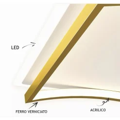 PLAFONIERA LED 48W QUADRATO BIANCO ORO DESIGN MODERNO SOFFITTO LUCE FREDDA 71523