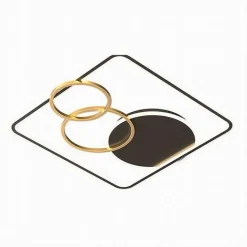 PLAFONIERA LED 55W QUADRATO CON CERCHI NERO ORO LAMPADA SOFFITTO LUCE 4000K 70890