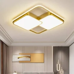 PLAFONIERA LED 48W QUADRATO ORO MODERNO LAMPADARIO SOFFITTO LUCE NATURALE 71455