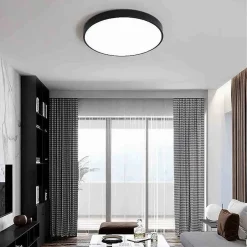 PLAFONIERA LED 70W ROTONDA LAMPADA DA SOFFITTO NERO LAMPADARIO LUCE FREDDA 02591