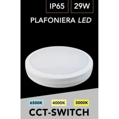 PLAFONIERA LED 29W TECNOLOGIA CCT APPLIQUE INTERNO ESTERNO SOFFITTO PARETE IP65 ESS-02-3C