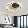 PLAFONIERA LED 55W TONDO CON CERCHI NERO ORO LAMPADA DA SOFFITTO LUCE 4000K 70876