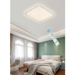 PLAFONIERA LED 24W 48W LAMPADARIO SMART 3 TONI DIMMERABILE EFFETTO CRISTALLO C29