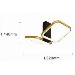 PLAFONIERA LED 20WATT 2 QUADRATI ORO DESIGN MODERNO LAMPADARIO DA SOFFITTO 50575
