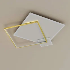 PLAFONIERA LED 46WATT QUADRATO ORO MODERNO LAMPADARIO SOFFITTO LUCE BIANCO 71486
