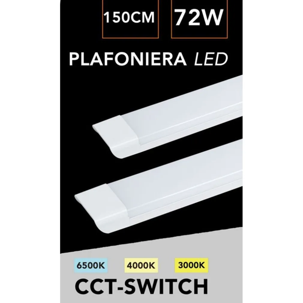 PLAFONIERA LINEARE LED SLIM 72W 150CM TECNOLOGIA CCT SWITCH ALTA LUMINOSITÀ IP20 PF-150-3C