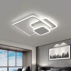 PLAFONIERA LUCE FREDDA LED QUADRATA 50W LAMPADARIO SOFFITTO BIANCO MODERNO 50064