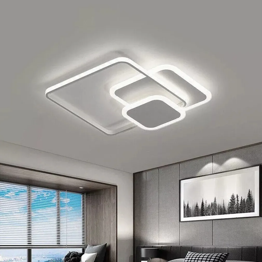 PLAFONIERA LUCE FREDDA LED QUADRATA 50W LAMPADARIO SOFFITTO BIANCO MODERNO 50064