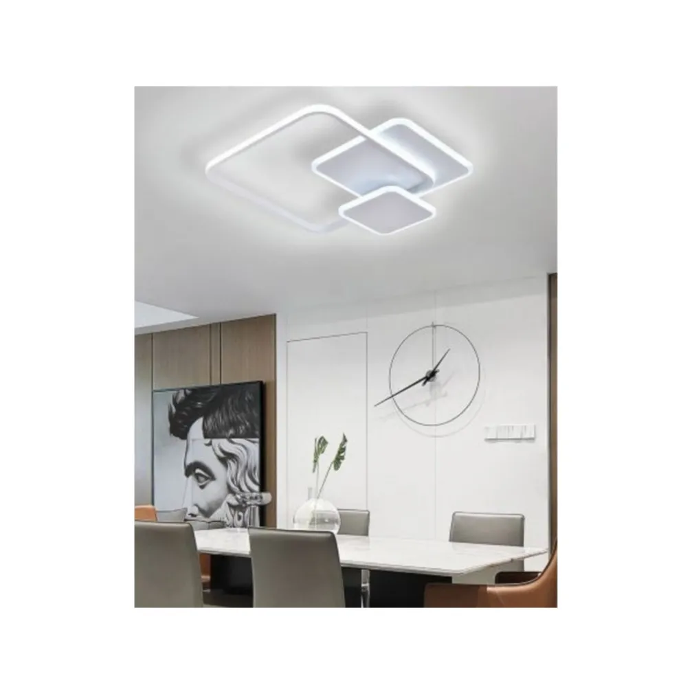 PLAFONIERA LUCE FREDDA LED QUADRATA 50W LAMPADARIO SOFFITTO BIANCO MODERNO 50064