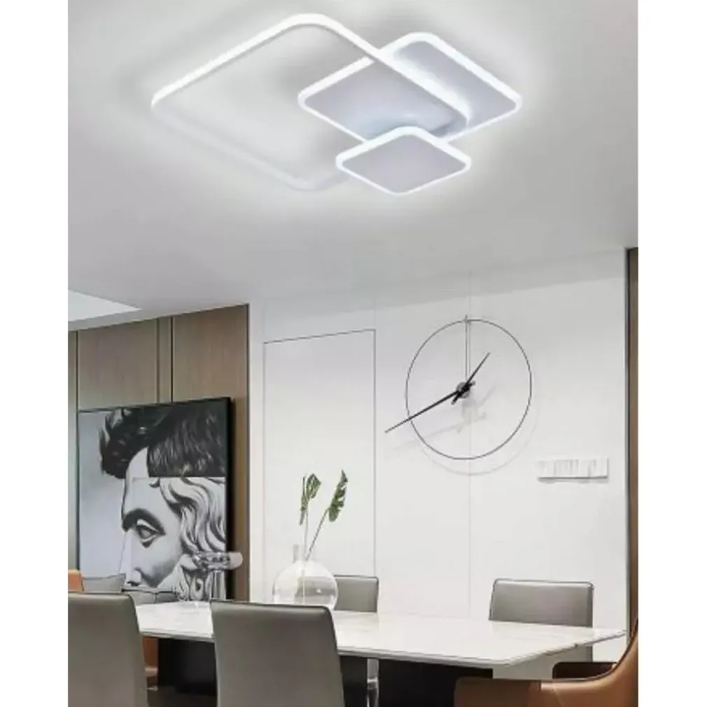 PLAFONIERA LUCE FREDDA LED QUADRATA 50W LAMPADARIO SOFFITTO BIANCO MODERNO 50064