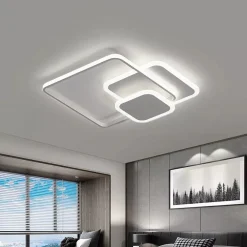 PLAFONIERA LUCE FREDDA LED QUADRATA 50W LAMPADARIO SOFFITTO BIANCO MODERNO 50064