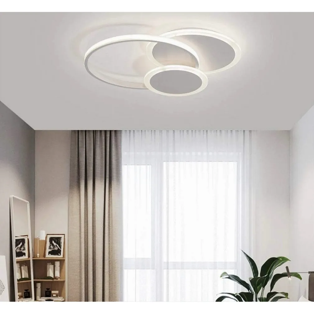PLAFONIERA LUCE FREDDA LED CERCHI 38W LAMPADARIO A SOFFITTO BIANCO MODERNO 50026