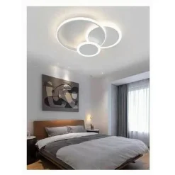 PLAFONIERA LUCE FREDDA LED CERCHI 38W LAMPADARIO A SOFFITTO BIANCO MODERNO 50026