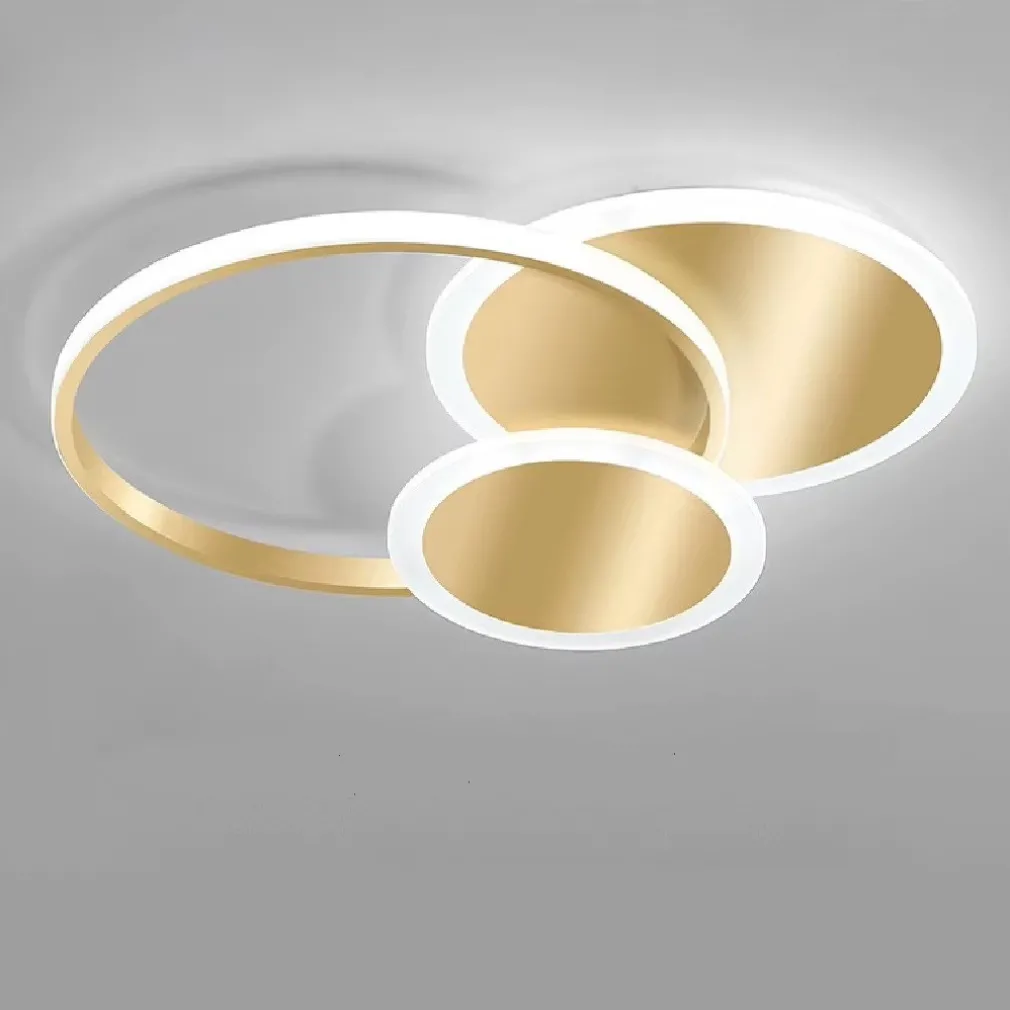 PLAFONIERA LUCE FREDDA LED CERCHI 38 W LAMPADARIO DA SOFFITTO ORO MODERNO 50040