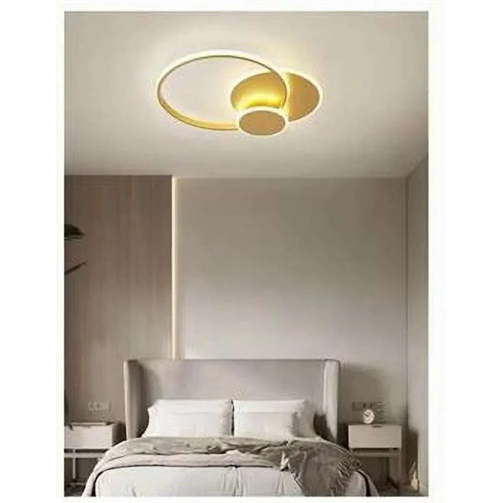 PLAFONIERA LUCE NATURALE LED CERCHI 38W LAMPADARIO DA SOFFITTO ORO MODERNO 50033
