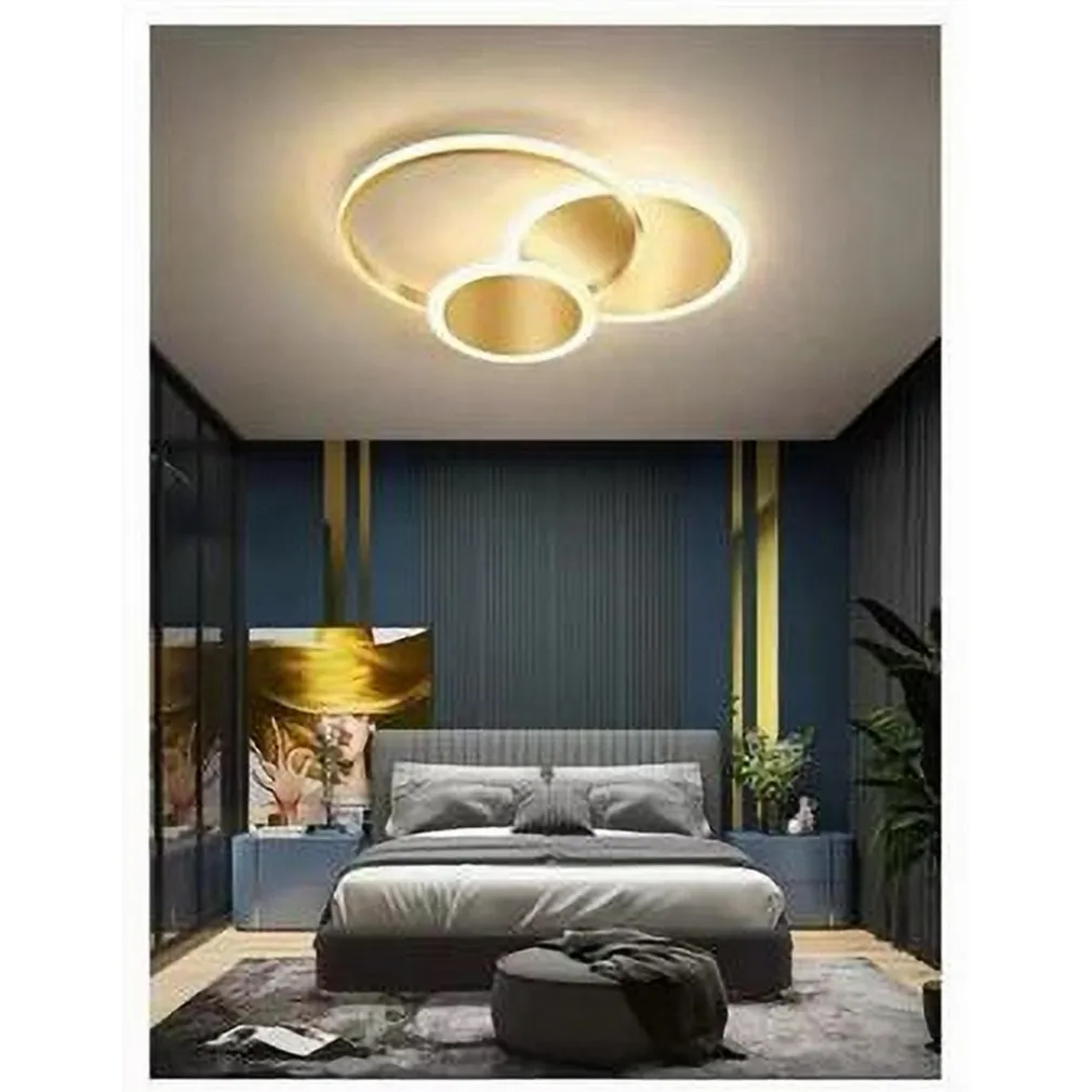 PLAFONIERA LUCE NATURALE LED CERCHI 38W LAMPADARIO DA SOFFITTO ORO MODERNO 50033