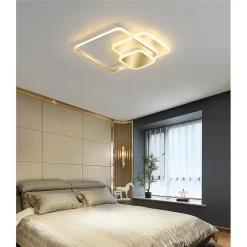 PLAFONIERA LUCE NATURALE LED QUADRATA 50W LAMPADARIO A SOFFITTO ORO MODERNO 50071