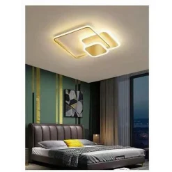 PLAFONIERA LUCE NATURALE LED QUADRATA 50W LAMPADARIO A SOFFITTO ORO MODERNO 50071