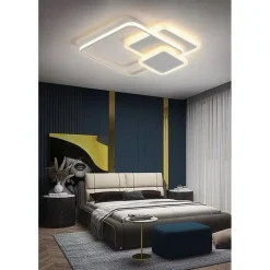 PLAFONIERA LUCE NATURALE LED QUADRATA 50W LAMPADARIO SOFFITTO BIANCO MODERNO 50057