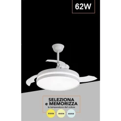 PLAFONIERA MODERNA LED CON VENTILATORE SOFFITTO CAMBIA 3 LUCI TELECOMANDO F7189