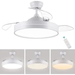 PLAFONIERA MODERNA LED CON VENTILATORE SOFFITTO CAMBIA 3 LUCI TELECOMANDO F7189