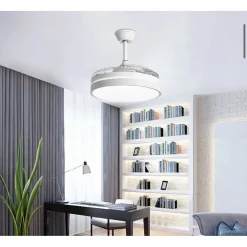 PLAFONIERA MODERNA LED CON VENTILATORE SOFFITTO CAMBIA 3 LUCI TELECOMANDO F7189