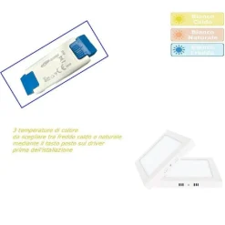 PLAFONIERA PANNELLO LED 24 WATT QUADRATO CCT TRE COLORAZIONE DI LUCE P300B-Q3C