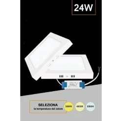 PLAFONIERA PANNELLO LED 24 WATT QUADRATO CCT TRE COLORAZIONE DI LUCE P300B-Q3C