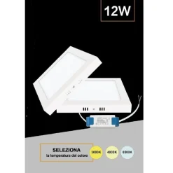 PLAFONIERA PANNELLO LED 12 WATT QUADRATO CCT TRE COLORAZIONE DI LUCE P170B-Q3C