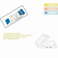 PLAFONIERA PANNELLO LED 12 WATT QUADRATO CCT TRE COLORAZIONE DI LUCE P170B-Q3C