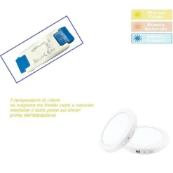 PLAFONIERA PANNELLO LED 6W CCT 3 COLORAZIONE LUCE FREDDA CALDA NATURALE P120B-T3C