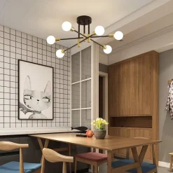 PLAFONIERA SOFFITTO DESIGN INDUSTRIALE MODERNA NERO ORO 6 PORTALAMPADA ATTACCO E27 PN-14