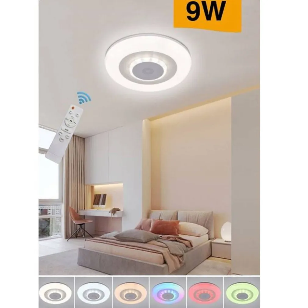 PLAFONIERA SOFFITTO LUCE LED RGB BLUETOOTH CASSA TELECOMANDO DIMMERABILE C44-RGB-O