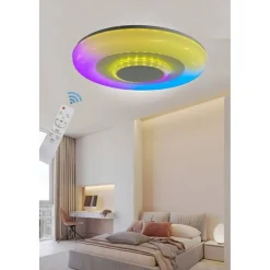 PLAFONIERA SOFFITTO LUCE LED RGB BLUETOOTH CASSA TELECOMANDO DIMMERABILE C44-RGB-O