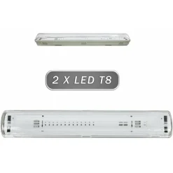 PLAFONIERA STAGNA 2 NEON LED TUBO T8 G13 150 CM DA PARETE SOFFITTO IP65 T8-150S